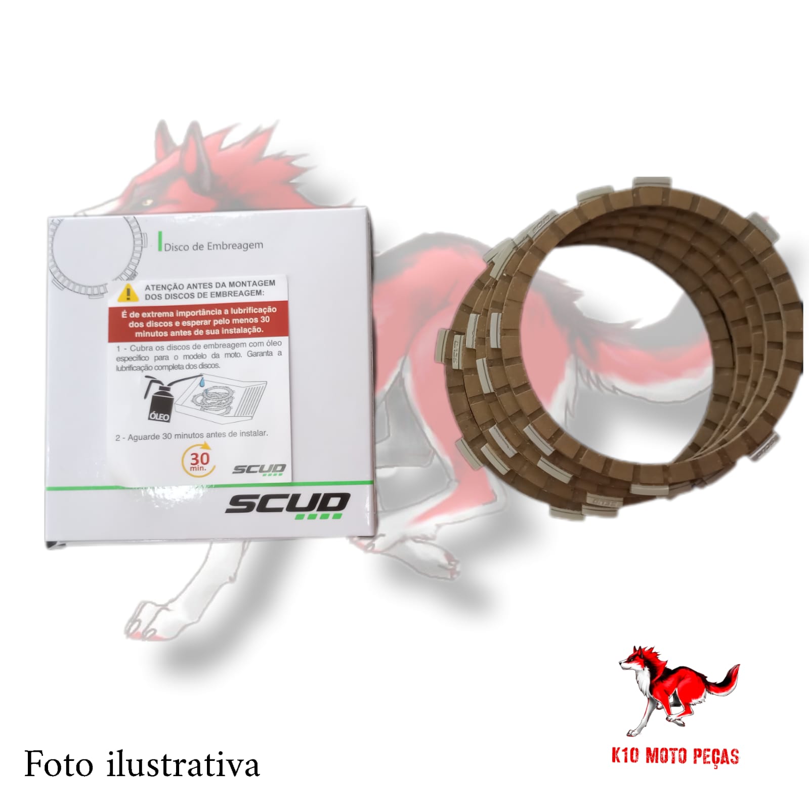 JOGO DE DISCO DE EMBREAGEM SCUD YBR 125 FACTOR 125 XTZ 125 – k10